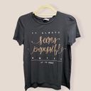 ZARA T-shirt “It always seems impossible until it is done” on front Size small Photo 0