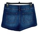 No Bo  Juniors SZ 15 Jean Shorts Cuffed Hems Whiskered Pocket Stretch Hi-Rise Blue Photo 2