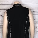 cj banks  Size 1X Black w/ Black & White Animal Print Trim Zip Front Vest Jacket Photo 6