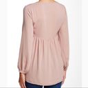 Ro & De 5/$20  Mauve Pink Long Bishop Sleeve Embroidered Inset Blouse Top Size XS Photo 1