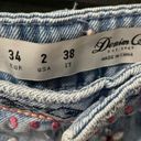 Krass&co Denim  floral embroidered boho light wash jean mini skirt size 2 Photo 3