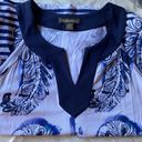 Tommy Bahama Blue and White Feather and Stripe Print Tunic, Women’s Large Photo 3