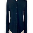 Vertigo  black french cuff button up shirt, women's medium long sleeve top Photo 0