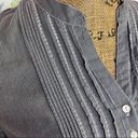 Converse  One Star Striped Puntuck Pleat Henley Blouse Gray Medium Long Sleeve Photo 4