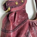 Fossil Vintage Hobo Boho Burgundy Leather Bag Photo 11