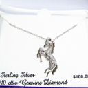 American Vintage NEW 1/10ct DIAMOND .925 Silver HORSE PENDANT NECKLACE 18" Sterling Silver Chain Photo 4