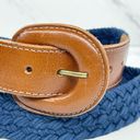 Vintage Blue  Braided Woven Belt with Brown Trim Size Small S Womens Photo 3