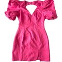Elliatt  x REVOLVE Ava Dress Womens Large Hot Pink Open Back Puff Sleeve Barbie Photo 1