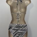 NWT INGEAR Zebra Stripe Black & White Halter String Bikini Set Women’s Large L Photo 3