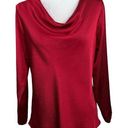 Natori  Solid Red Long Sleeve Draped Cowl Neck Textured Top Women’s Size Medium Photo 0