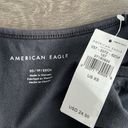 American Eagle NWT  Tie Shoulder Tank Top Women's XS Dark Gray Scoop Neck Cropped Photo 1