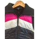 Bebe  Sport Down Quilted Color Block Full Zip Fitted Wing Collar Vest Size Medium Photo 1