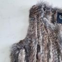 525 America  Luxe Rabbit Fur Open Front  Vest Grey Beige Women's Size M Photo 4