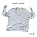 Project Social T ! 0375 -  Cropped Ruched Front V Neck Top - Long Sleeve Thermo High Low - Oversized Small Photo 1