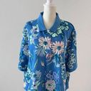 Nike  Women XXL Floral Printed Polo Shirt DRI-FIT Top Loose Fit in BLue Photo 0