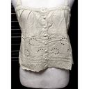 Guess  Women's 100% Cotton Green Button Front Eyelet Lace Crop Tank S NWT Photo 3