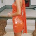 Boohoo Orange Sequin Halter Dress Photo 1