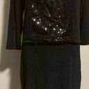 Slinky Brand NWT  All Black Sequined 3/4 Sleeve Dress size medium Photo 0