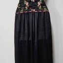 Free People  Ensemble Petra Black Satin Pant Crop Top Set Embroidered Size 2 Photo 4