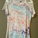 In The Style Stay Warm  Tie Dye Lace Sleeve Top Small NWT Red, Blue, Purple Photo 0