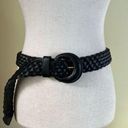 Buckle Black Vintage 80s 90s Braided Leather Belt Woven Wide  Waist Belt Size M/L Photo 0
