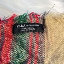 ZARA  Red and Tan Plaid Blanket Scarf Photo 4