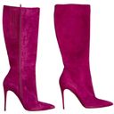 Christian Louboutin  Suede Magenta Pointed Toe Mid Calf Boots Size 39.5 Photo 3