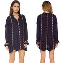 Tularosa  Dress Women's Size S Arabella Tunic Embroidered Mini Long Sleeve Navy Photo 1