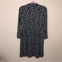 Soma  Dress Size Large Faux Wrap Top Black White Blue Long Sleeve Geometric Print Photo 7