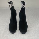 DKNY Tessa Sock Ankle Boots Round Toe Platform Block Heel Pull On Logo Size 8M Photo 2