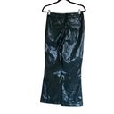 7 For All Mankind NWT  Green Faux Leather Shiny Wide Leg Pant Hunter Green Photo 2