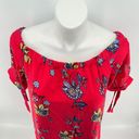 Sequin Hearts Women’s Red Floral Off The Shoulder Tie Sleeve Summer Dress XL Photo 3