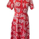 Petal Boden Red Pop and Ivory Falling  Anastasia Short Sleeve Belted Shirt Dress Photo 0