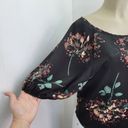 LC Lauren Conrad  Womens XS Black Dark Floral Boho Bohemian 3/4 Sleeve Blouse Photo 9