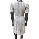 Draper James  Linen Blend Button Front Dress in Blue Stripe Size 6 Midi Dress Photo 2