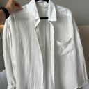 White Button Down Cover Up Size L Photo 2