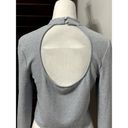 Elodie  Womens Crop Top Gray/Silver Long Sleeve Mock Neck Stretch Cutout XL New Photo 4