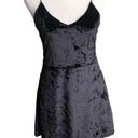 Garage Black Soft Velvet Spaghetti Strap V-Neck Mini Slip On Dress Photo 0