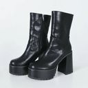 Princess Polly Garbo Black Faux Leather Chunky Platform Mid Calf Boots 6 Photo 2