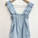 AQUA  Eyelet Top Size Large Blue Ruffle Pullover Wide Strap Woven Tank NEW Photo 6