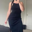 Black Midi Dress With Side Slit Size L Photo 0