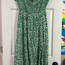 Amazon Boratat Green White Floral Off Shoulder Slit Maxi Dress Photo 3