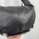 HOBO International Black Pebbled Leather Hobo Bag with Silver O Rings Boho Photo 3