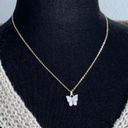 White Butterfly Necklace 14k Gold Photo 3