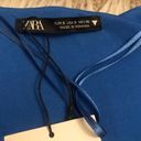 ZARA New with tags Blue  Satin Effects Belted dress. Photo 7