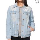 Thread and Supply  Alyssa Light Wash Blue Denim Distressed Jacket Size Small Photo 0