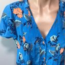 Diane Von Furstenberg  Blue Floral Button Up Top Photo 1