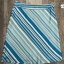 Anne Klein NWT  Blue and White Striped 100% Silk Flared Lined Career Skirt Size 8 Photo 2