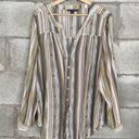 Zac and Rachel  Shirt Women 2X Brown Stripes Button Down Long Sleeve Casual Classic Photo 9