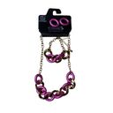 Edge  Metallic Purple Gold Jewelry Set Earrings, Bracelet and Necklace Brand New Photo 5